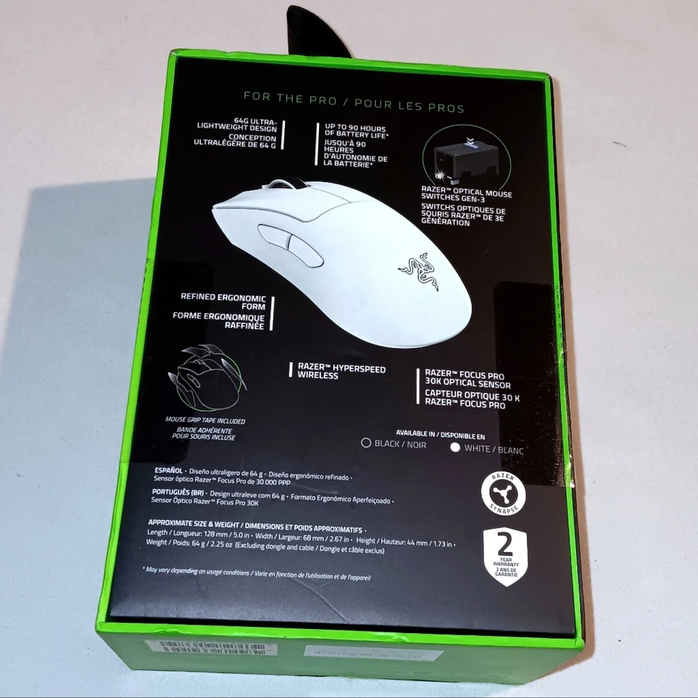 Razer DeathAdder V3 Optical Lightweight White Wireless Gaming Mouse